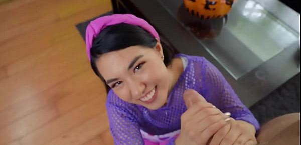  On Halloween Asian rides huge dick